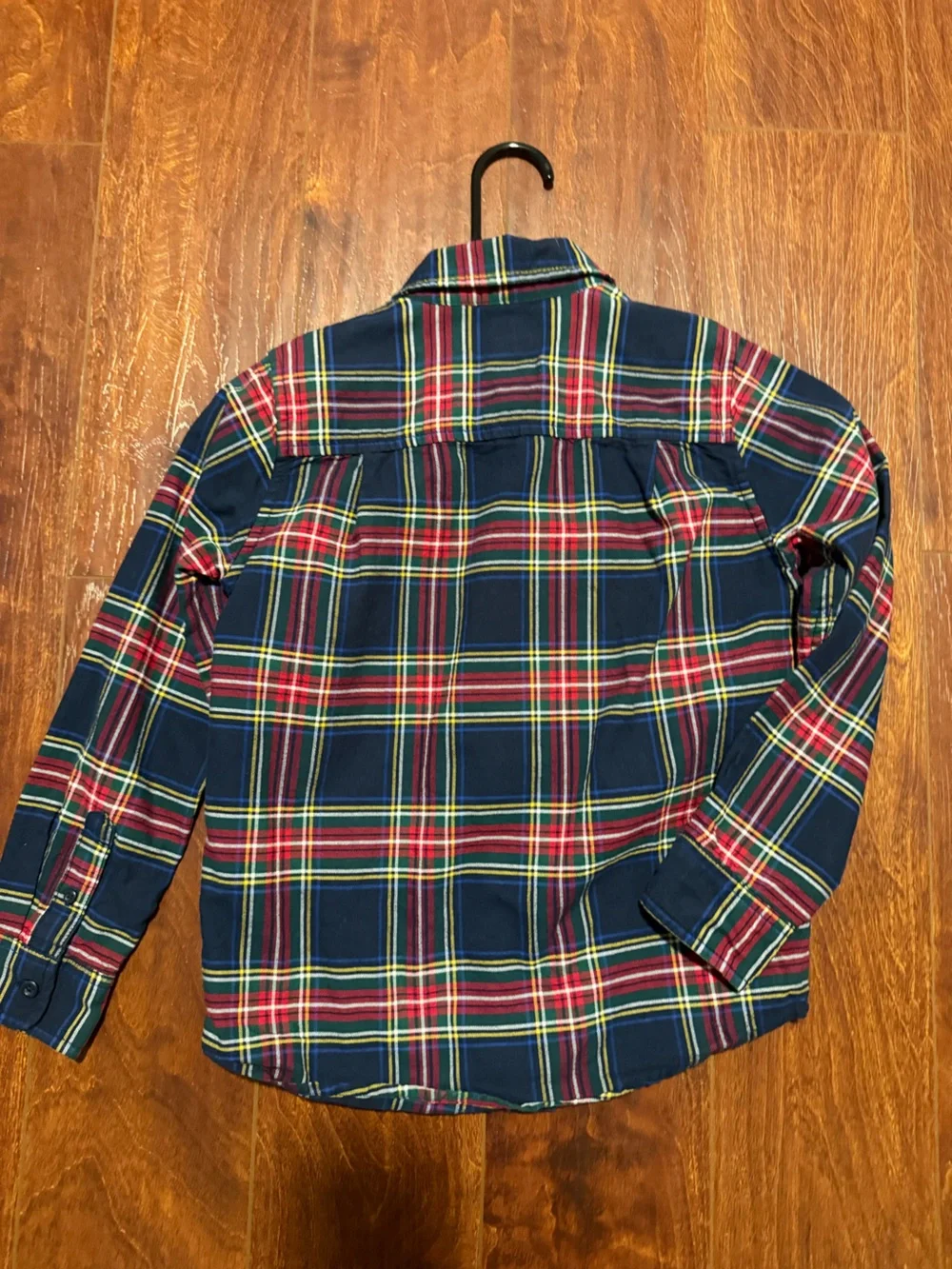 Place Navy Plaid Button-Down Shirt with Red and Yellow Accents
